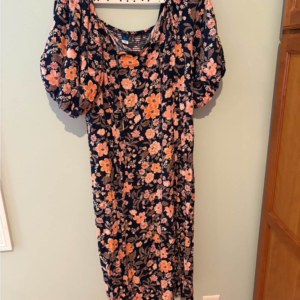 Old Navy Black and Pink Floral Long Sleeve Dress